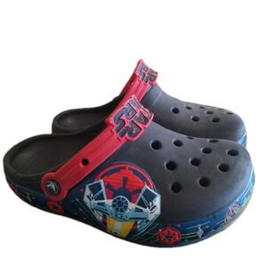 Crocs J3 Darth Vader Saber Shoes Sandal Slip On Red Black Star Wars Kids Sz 3